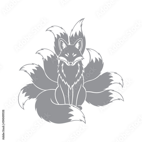 nine tailed fox, Jiǔwěihú, Gumiho, Kitsune, an East Asian mythological creature that can transform into a human form, usually a beautiful woman, and symbolizes spiritual power, wisdom, or cunning