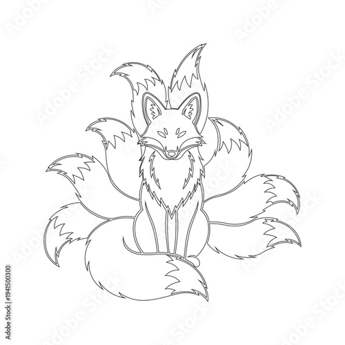 nine tailed fox, Jiǔwěihú, Gumiho, Kitsune, an East Asian mythological creature that can transform into a human form, usually a beautiful woman, and symbolizes spiritual power, wisdom, or cunning