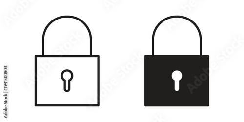 Lock icon simple outline style. Editable stroke EPS 10