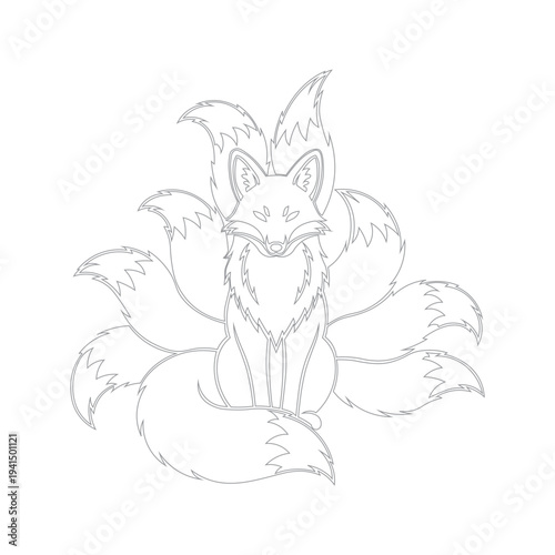 nine tailed fox, Jiǔwěihú, Gumiho, Kitsune, an East Asian mythological creature that can transform into a human form, usually a beautiful woman, and symbolizes spiritual power, wisdom, or cunning