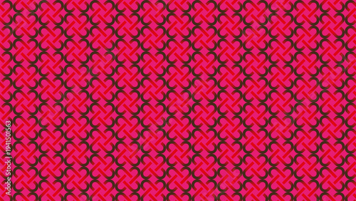 Repeating pattern of small red and black shapes forming a diamond grid design.