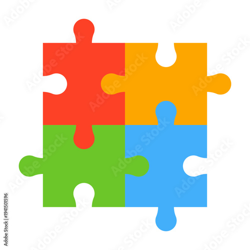 Multicolored Jigsaw Puzzle isolated on White Background vector illustration