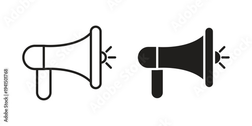 Megaphone icon simple outline style. Editable stroke EPS 10