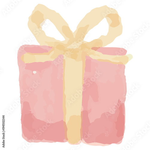 クリスマスのプレゼントボックスの水彩イラスト 12月の幼稚園・保育園向けやさしい挿絵シリーズ