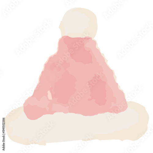 サンタクロースの帽子の水彩イラスト 12月の幼稚園・保育園向けやさしい挿絵シリーズ