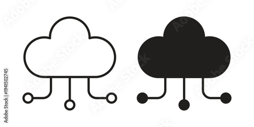 Network cloud icon simple outline style. Editable stroke EPS 10