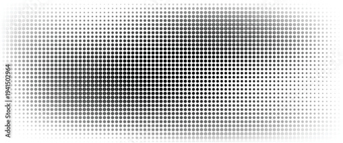 Dotted halftone gradient texture. Fading polka dot background. Repeated dots gradation pattern background. Black vanishing comic pop art overlay backdrop.