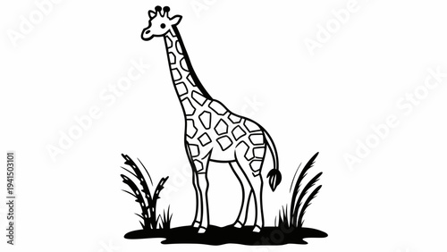 Stunning giraffe standing tall in natural habitat illustration