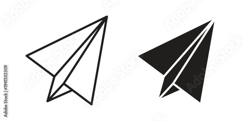 Paper plane icon simple outline style. Editable stroke EPS 10