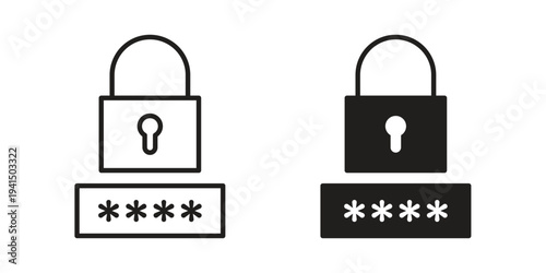 Password icon simple outline style. Editable stroke EPS 10