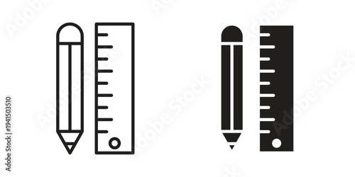 Pencil and ruler icon simple outline style. Editable stroke EPS 10
