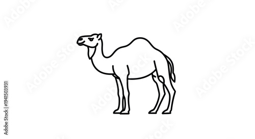 Simple Line Drawing of a Camel.