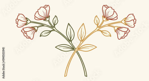 Delicate Hand Drawn Flower Illustration.