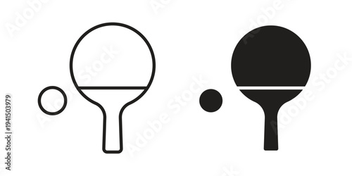 Ping pong icon simple outline style. Editable stroke EPS 10