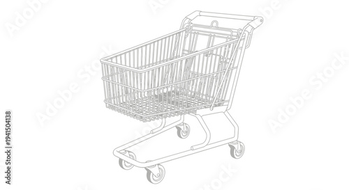 Empty Shopping Cart with Wheels.