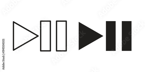 Play pause icon simple outline style. Editable stroke EPS 10