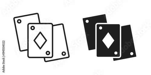 Playing cards icon simple outline style. Editable stroke EPS 10