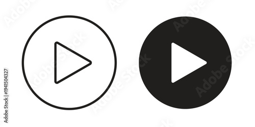 Play icon simple outline style. Editable stroke EPS 10