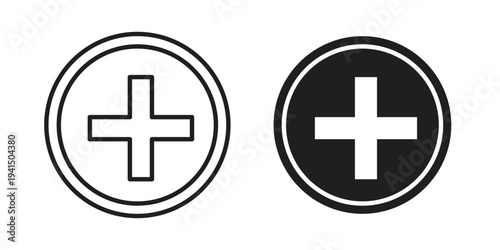 Plus icon simple outline style. Editable stroke EPS 10