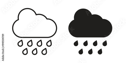 Rain icon simple outline style. Editable stroke EPS 10