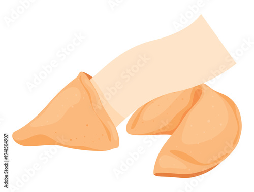 An illustration of fortune cookies with expanded messages promising good luck and offering advice for the future. A treat for holidays and gatherings.