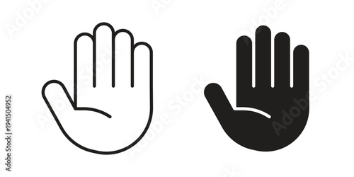 Raised hand icon simple outline style. Editable stroke EPS 10