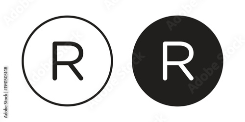 Registered icon simple outline style. Editable stroke EPS 10