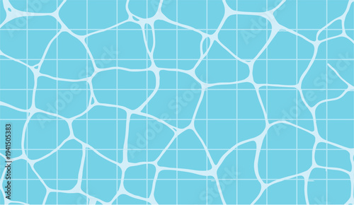 Swimming Pool Water Texture with Tile Grid Seamless Blue Ripple Background