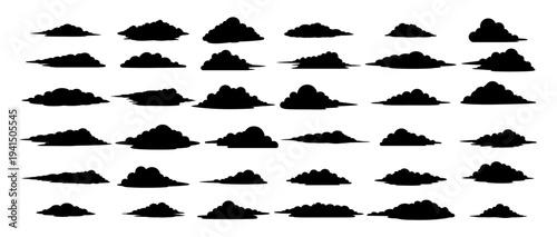 Cloud Silhouette Set Black Sky Cloud Shapes Collection