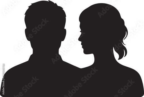 Male and Female Young Couple Silhouette Relationship Romance Human Connection and Partnership Concept Vector