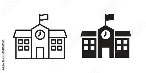 school icon simple outline style. Editable stroke EPS 10