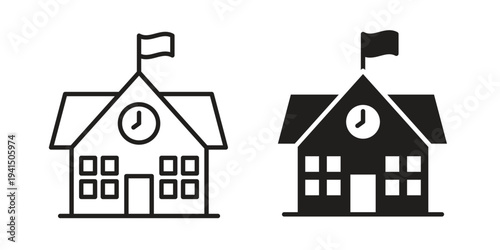 school icon simple outline style. Editable stroke EPS 10