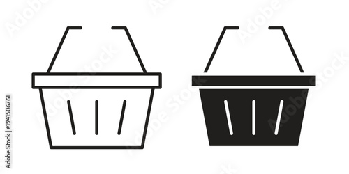 Shopping basket icon simple outline style. Editable stroke EPS 10