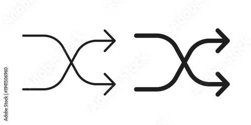 Shuffle icon simple outline style. Editable stroke EPS 10