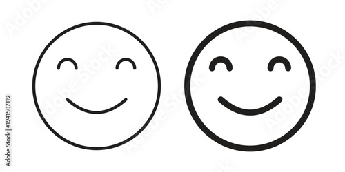 Smile icon simple outline style. Editable stroke EPS 10