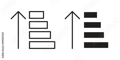 Sort amount up icon simple outline style. Editable stroke EPS 10