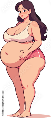 donna in varie pose illustrazione in costume da bagno in biancheria intima o vestita  vettoriale	
