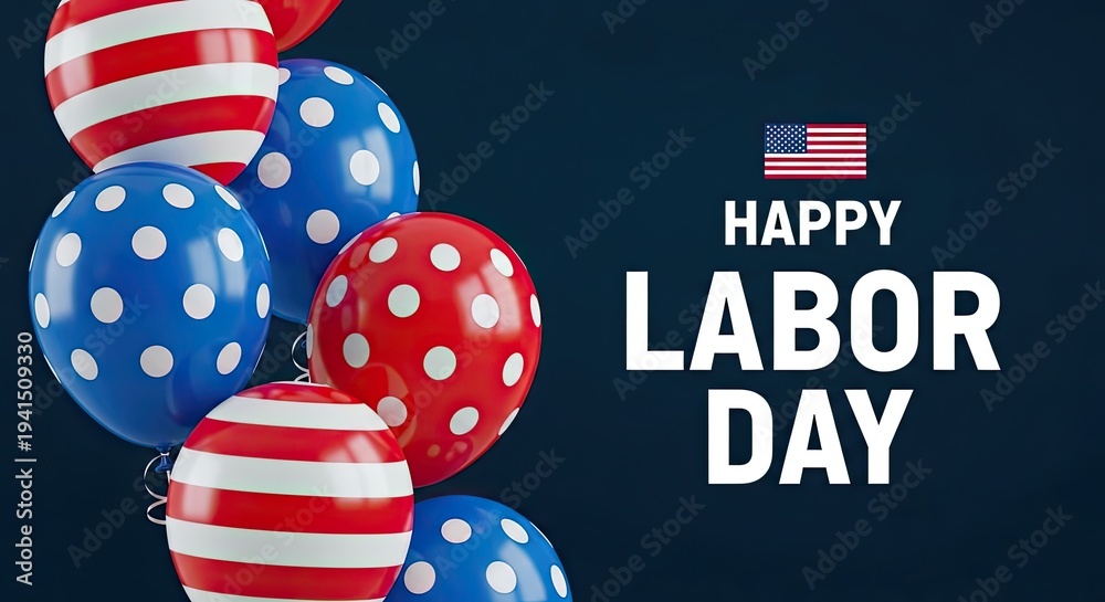 Fototapeta premium Happy labor day celebration with patriotic balloons
