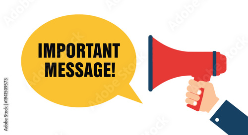 An illustration of a red megaphone with the word important displayed in bold text