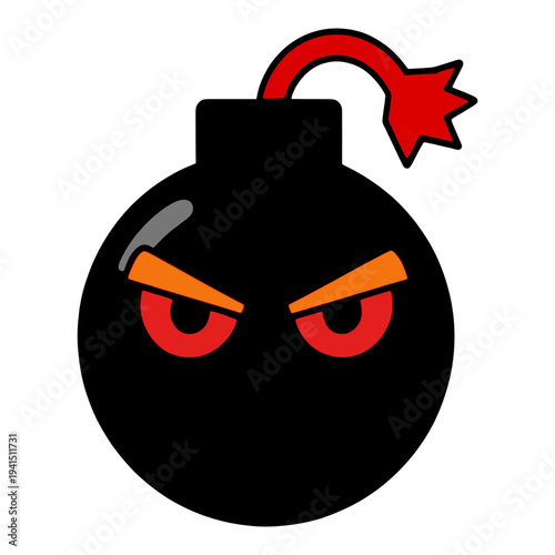 Angry Bomb with Lit Fuse 3d Icon for App UI