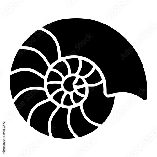 Ammonite Fossil Solid Icon