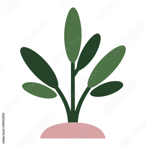 Filled Green Plant with Root Base Vector Icon for App UI