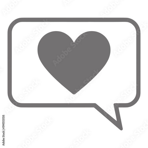 Filled Heart Inside Speech Bubble UI Icon for App UI