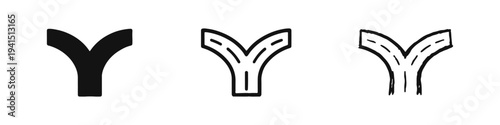 Fork in the Road Decision Icons Set - Path Choice and Junction Navigation Symbols for Alternatives and Strategy