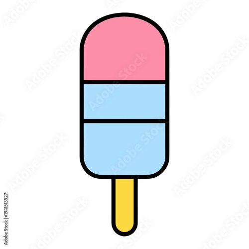 Filled Three-Color Ice Cream Cone Vector Icon for App UI
