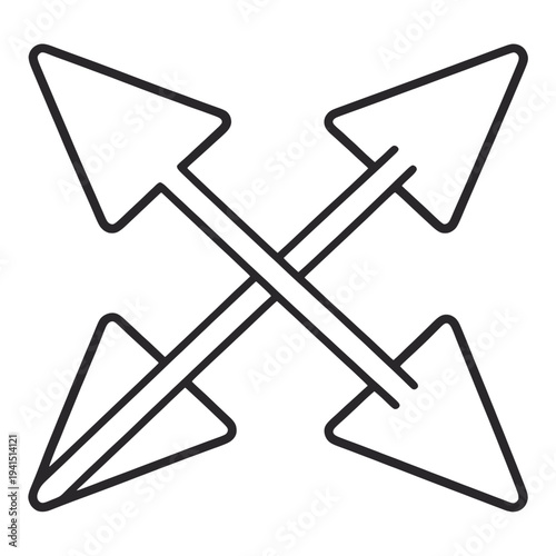 Four Arrows Crossed Outline UI Icon for App UI