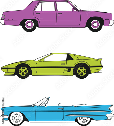 Collection of Three Distinct Vintage and Modern Cars.