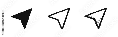 Navigation Arrow Direction Icons Set - GPS Pointer Symbols and Location Guide Signs for Maps and Apps