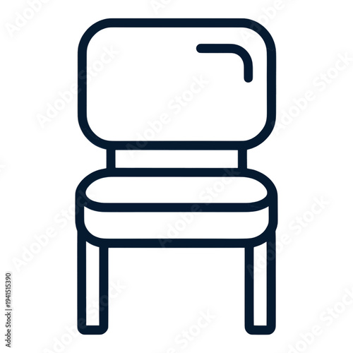 Outline Chair with Notched Backrest UI Icon for Web Interface