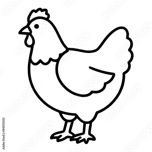 Outline Chicken Farm Animal UI Icon for App UI
